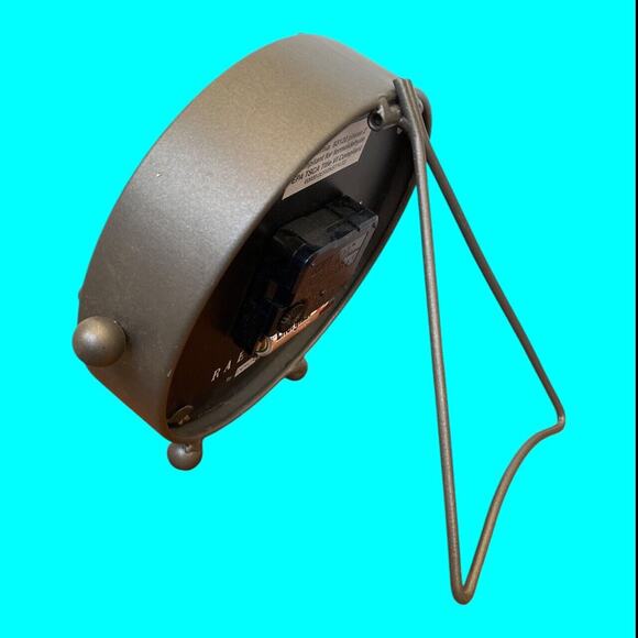 Rae Dunn Clock By Design Styles, Standing, Table, Desk, Gray Metal, Round 6” - Picture 7 of 9